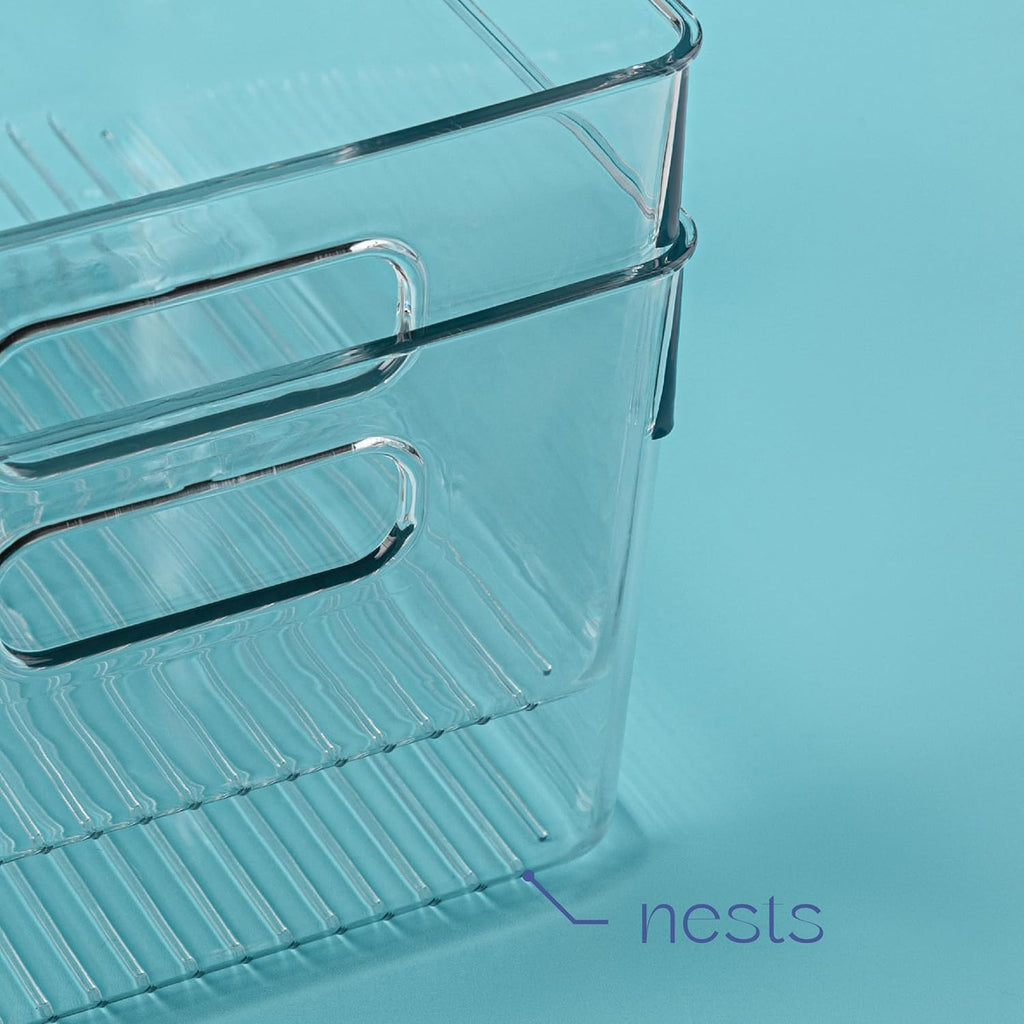 Plastic Food Storage 2 Pack Clear Container Bin with Handles for Organizing Kitchen, Pantry