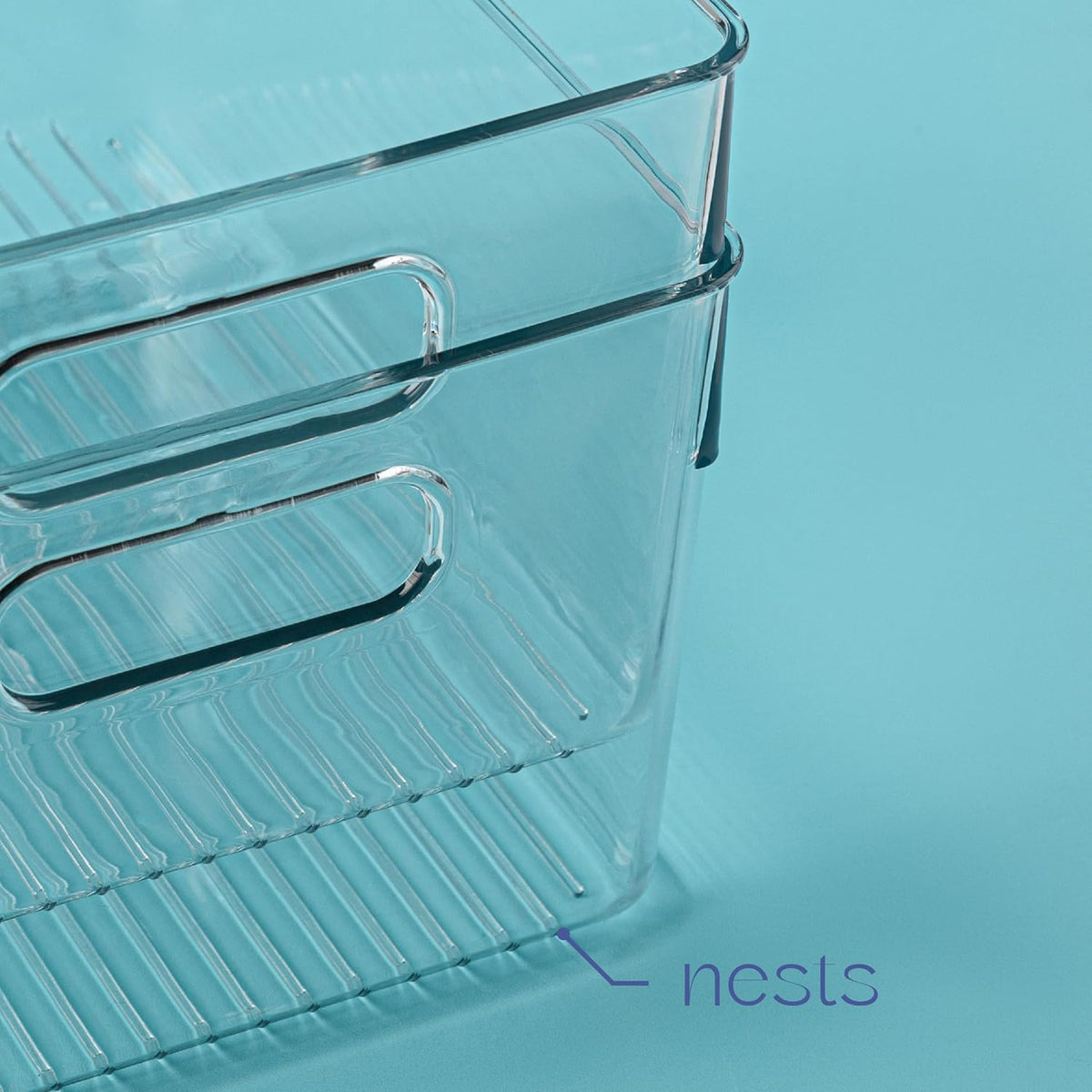 Plastic Food Storage 2 Pack Clear Container Bin with Handles for Organizing Kitchen, Pantry