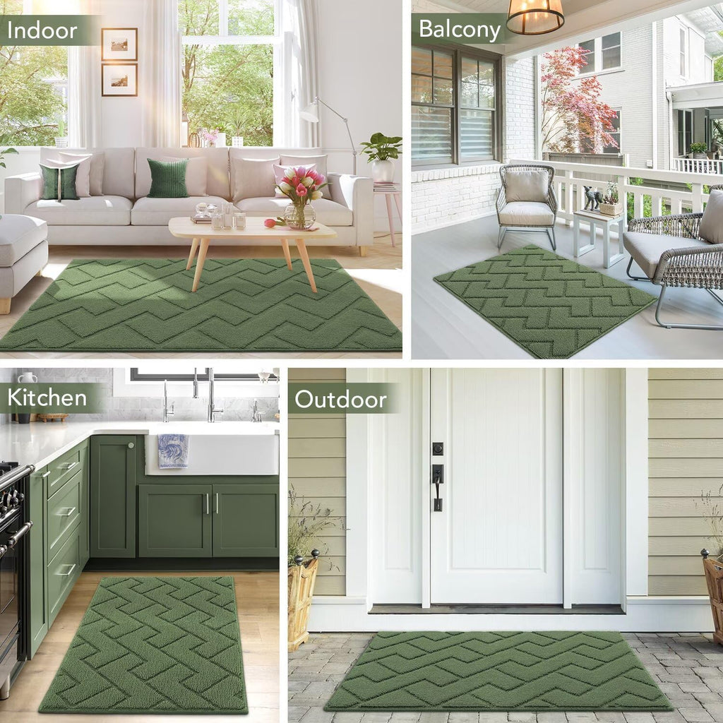 hicorfe Front Door Mat Outside Entrance,32"x40" Absorbent Muddy Dirt Resist Welcome Door Mats
