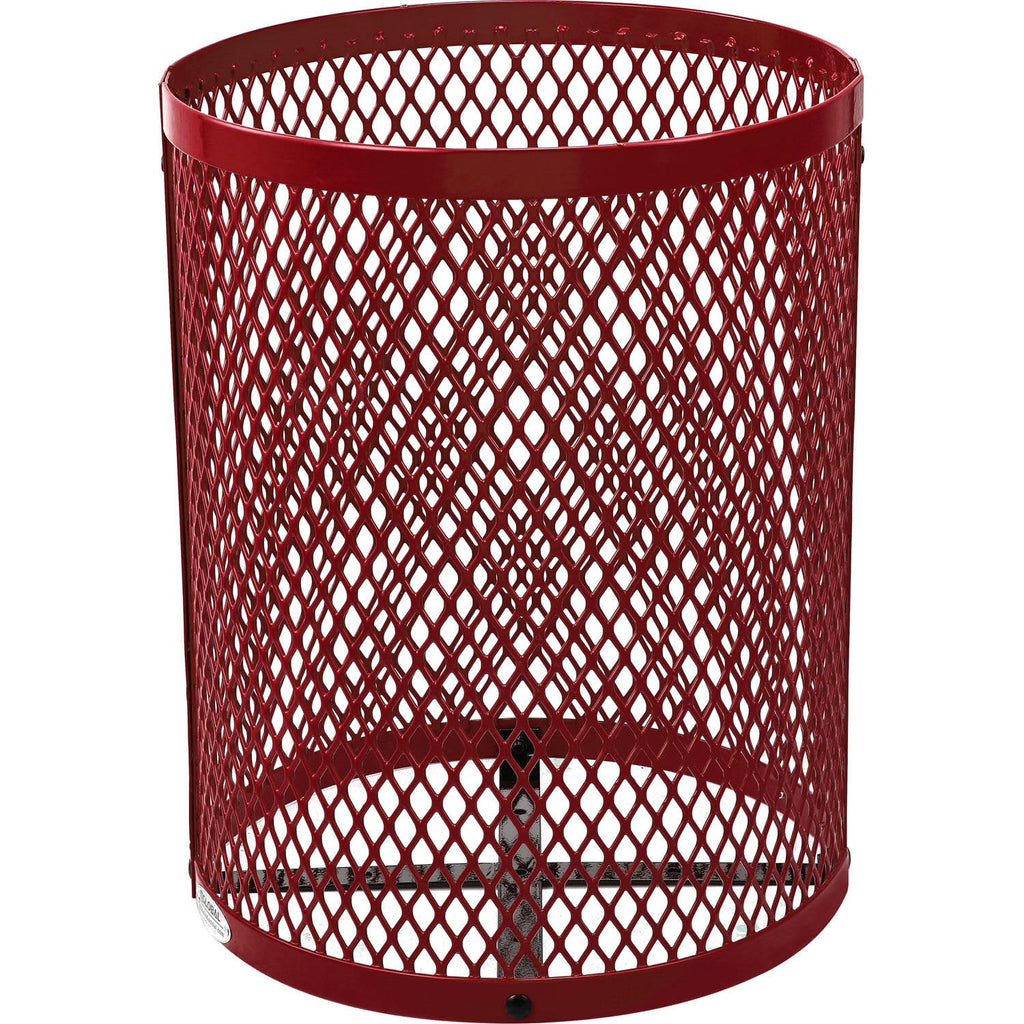 Global Industrial Outdoor Diamond Steel Trash Can with Flat Lid and Plastic Liner, 36 Gallon