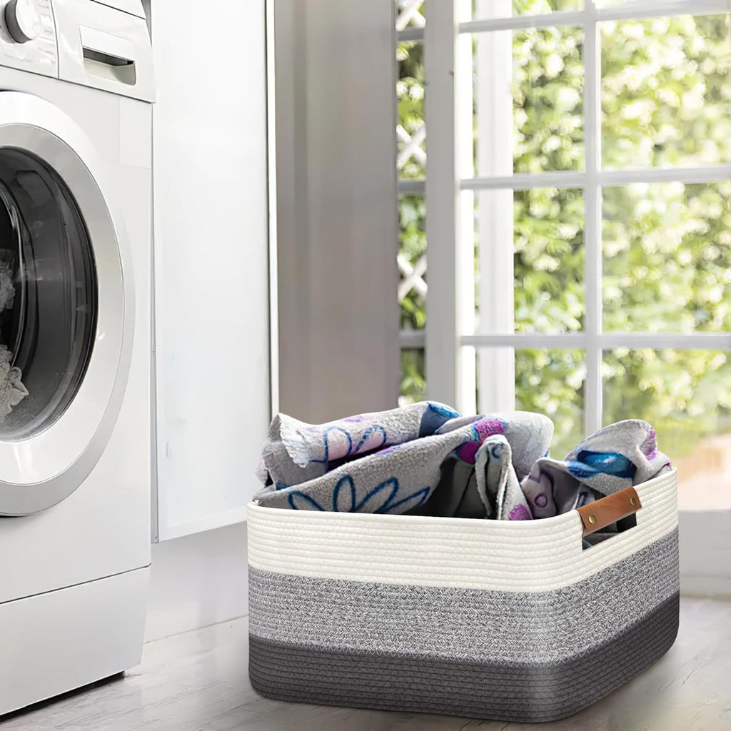 Large Collapsible Laundry Basket, Clothes Hamper for Blanket, Toy, Towels, Woven Baskets for