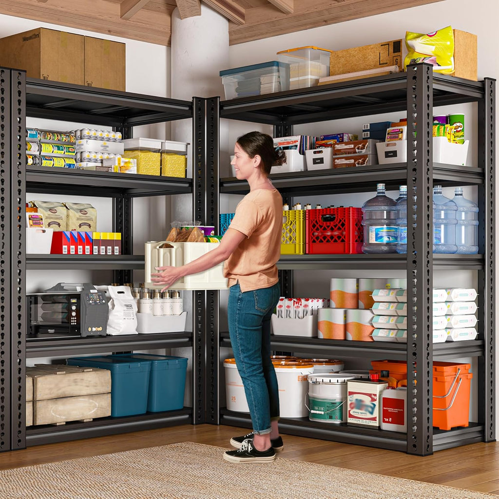 REIBII Garage Shelving Load 2000 LBS, Adjustable 5-Tier Storage Shelves, Metal Shelving Units and