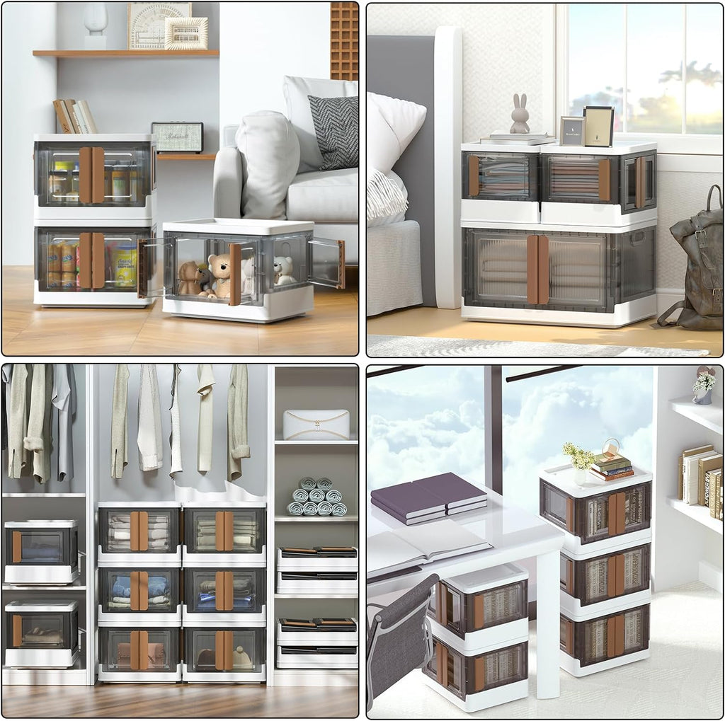 HAIXIN 4 Doors Opening Shelf Organizer, Foldable Closet Organizers and Storage, 6.86 Gal Cube