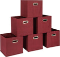 Household Essentials Fabric Storage Cube Bins, 6 Piece Set, Strong Poly-Woven Fabric, Chipboard