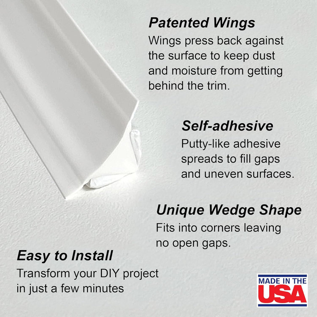 InstaTrim White New & Improved Caulk Trim, 3/4" by 10 ft, Flexible, Waterproof for Bathroom