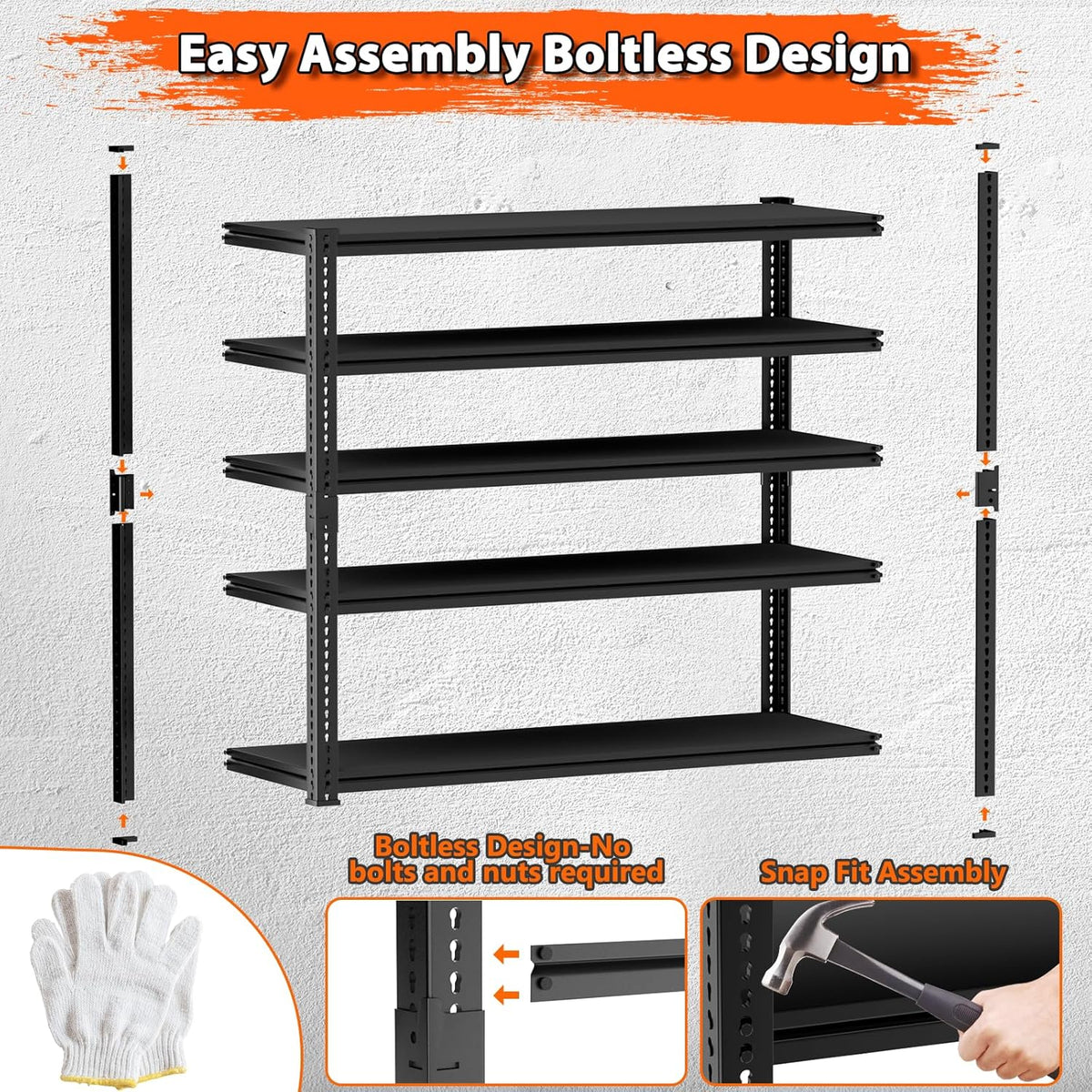 Storage Shelves Heavy Duty 3 PCS, 60" L x 24" W x 78" H Garage Storage Shelves Unit Loads 3700LBS