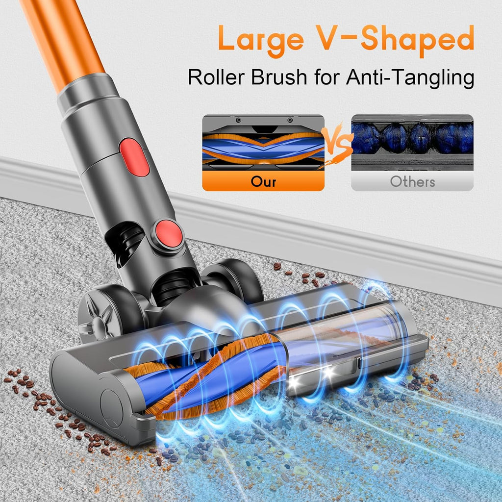 Cordless Vacuum Cleaner, 45Kpa Vacuum Cleaner for Home, 45Mins Stick Vacuums with Battery Display