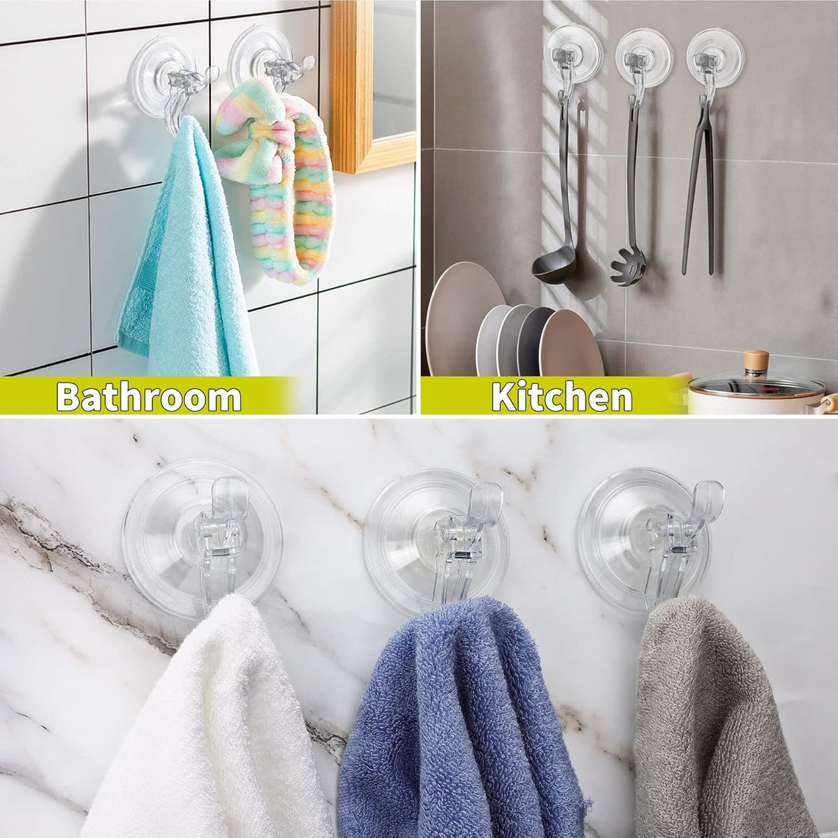 Antimbee Transparent Heavy Duty Suction Hooks, 5 Pack, Holds up to 11 lbs, Modern & Simple Design