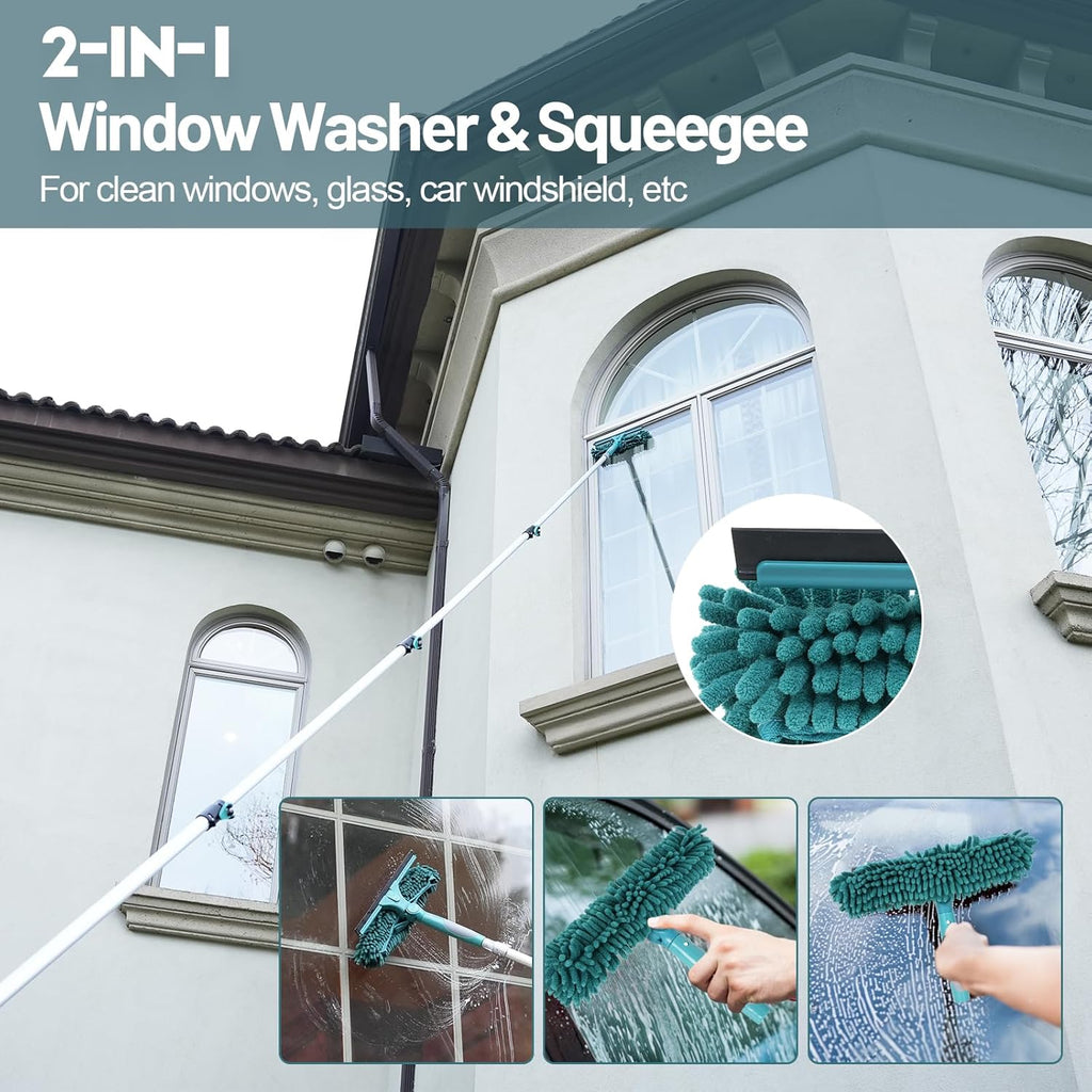 30 Foot High Reach Duster Kit with 6-24FT Extension Pole High Ceiling Dusting and Window Cleaning