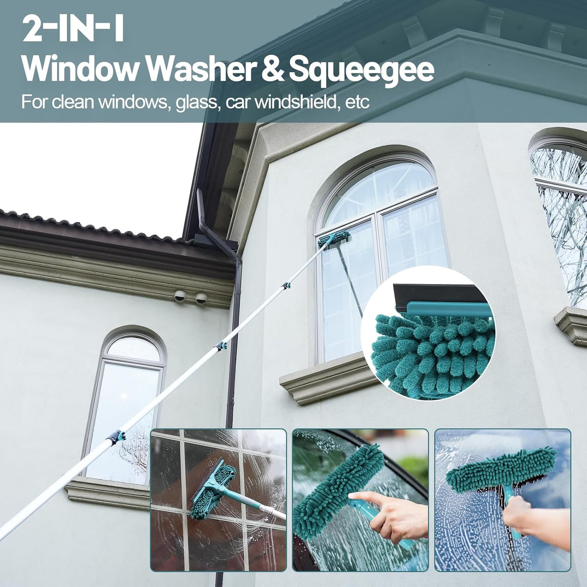 36 Foot High Reach Duster Kit with 7-30FT Extension Pole High Ceiling Dusting and Window Cleaning