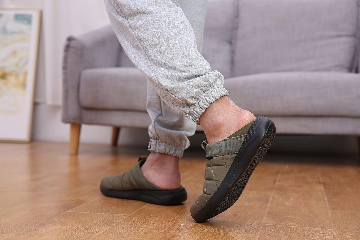KUBUA Slippers for Men and Womens Indoor House Shoes Plush Slip on Outdoor Garden Loafers