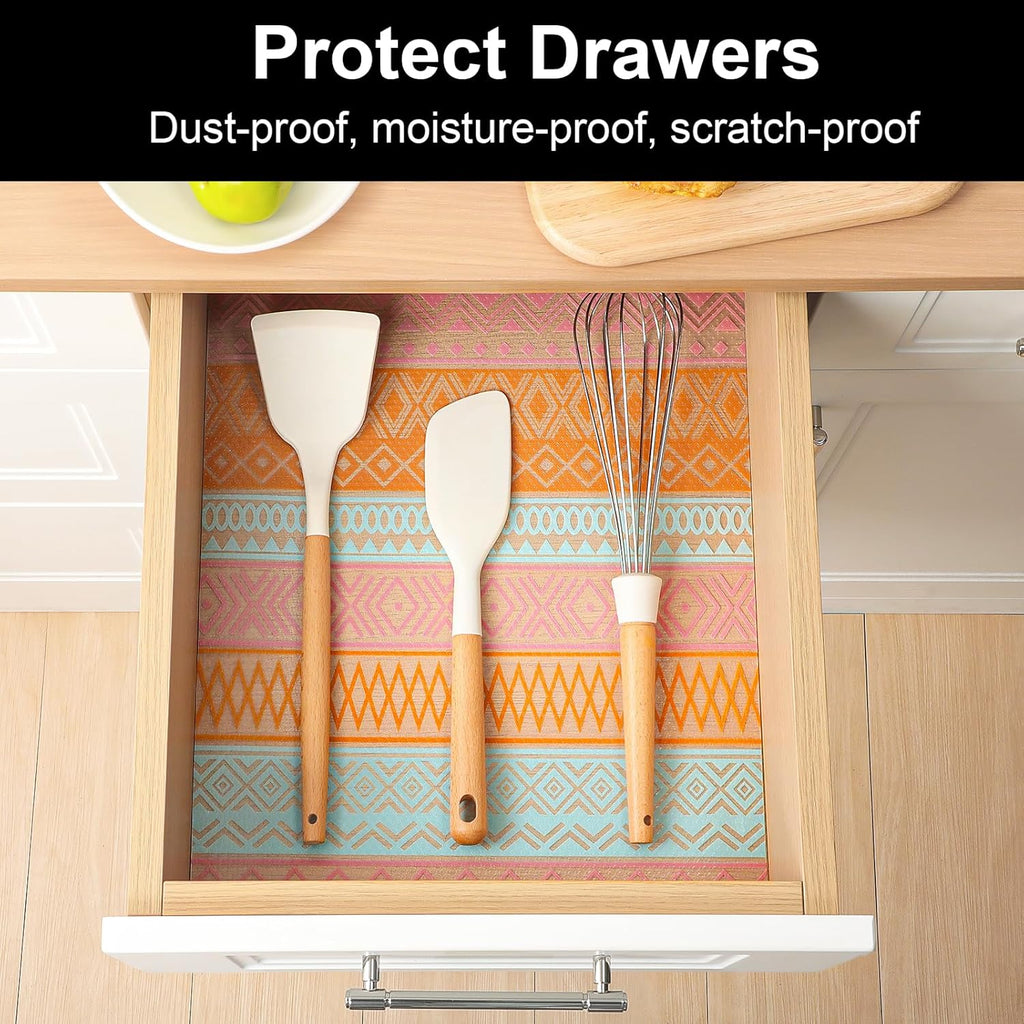 Cooyes Shelf Liners for Kitchen Cabinets Waterproof & Oil-Proof Kitchen Cupboard Mats Non-Slip
