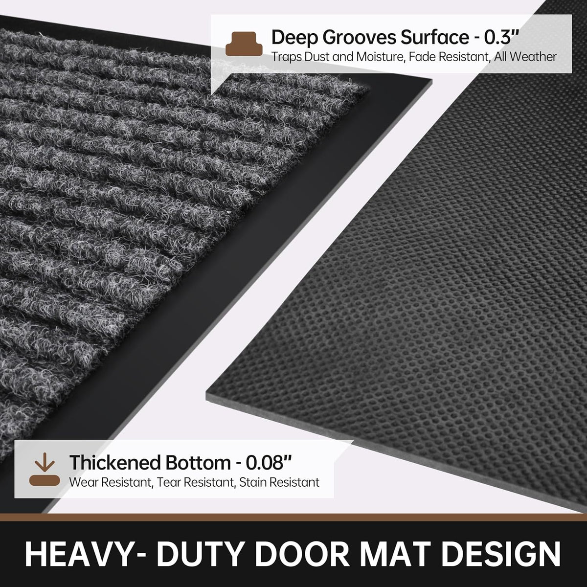 Front Door Mat, 48" x 24" Heavy Duty Indoor Outdoor Doormat, Non-Slip Welcome Mats for Entryway