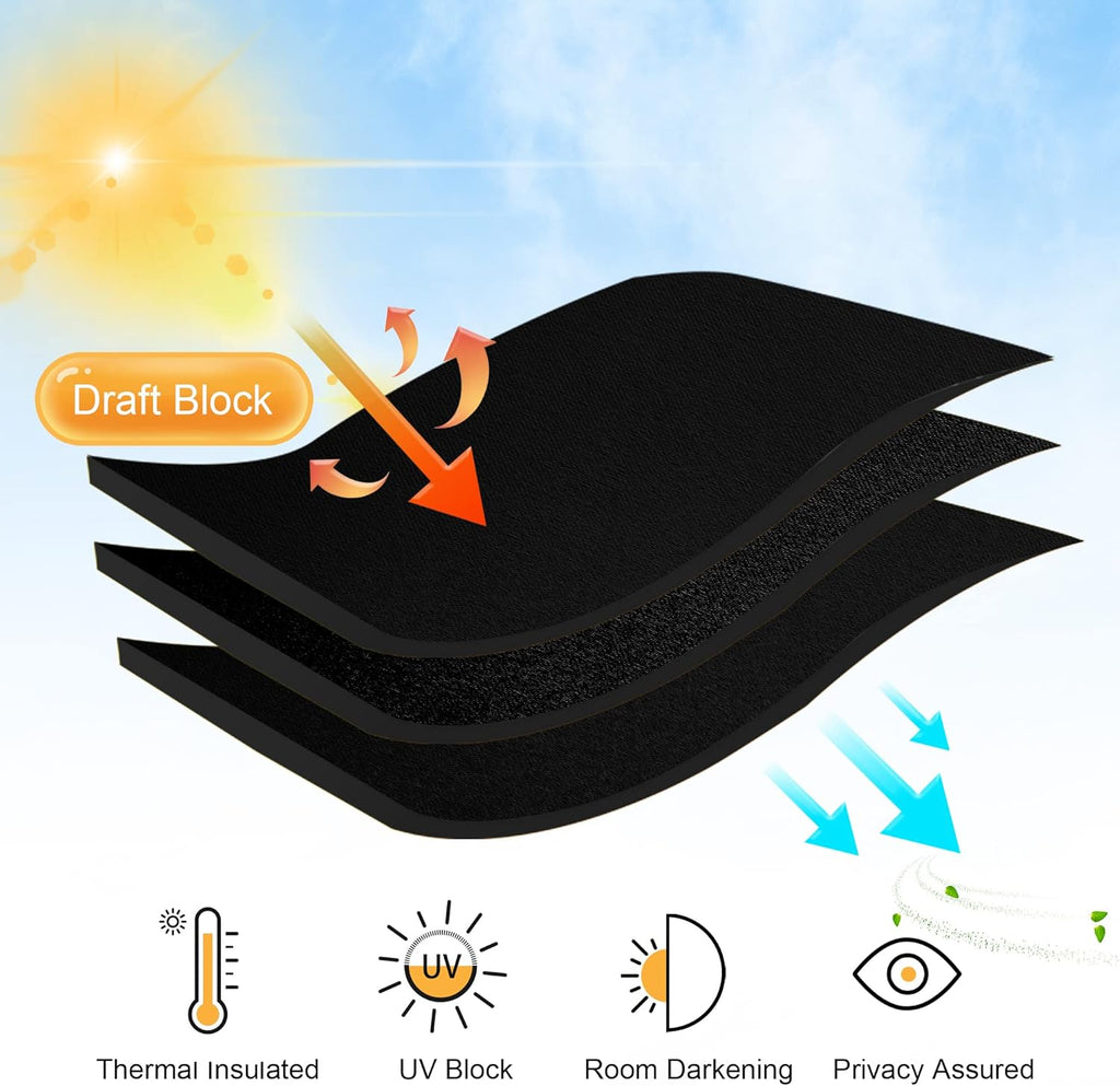 RYB HOME Black Curtains for Windows, Bathroom Curtains Small Window Drapery Blackout Privacy Drapes