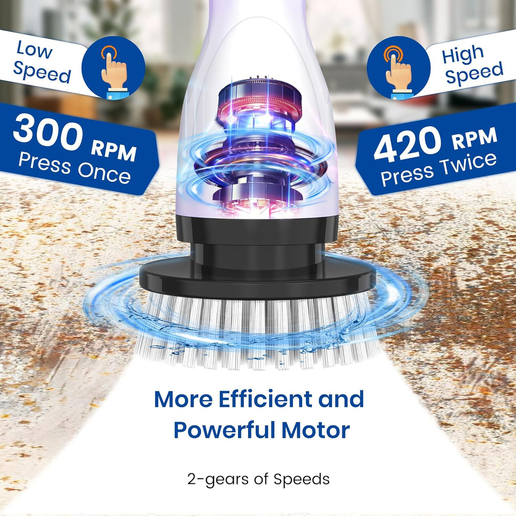 Electric Spin Scrubber, Full-Body IPX7 Waterproof Cordless Shower Scrubber with 8 Replaceable