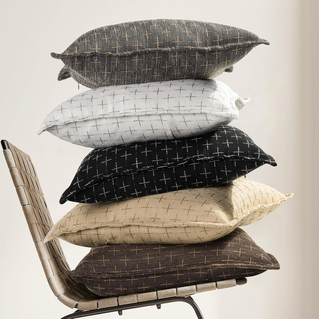 ZWJD Pillow Covers 24x24 Set of 2 Soft Polyester Textured Pillow Covers with Stylish Flange Edge
