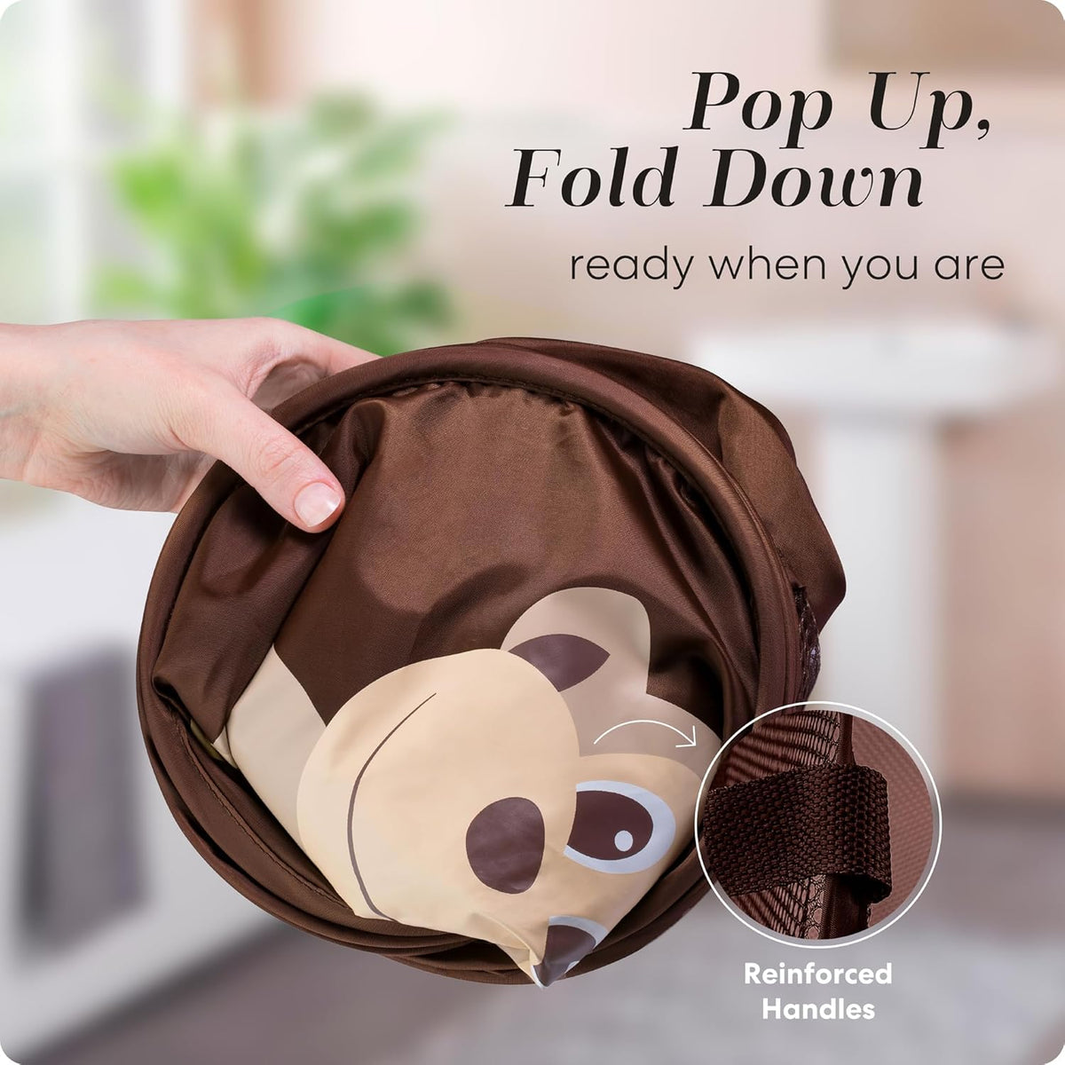 Handy Laundry Collapsible Mesh Pop Up Hamper with Wide Opening and Side Pocket - Breathable
