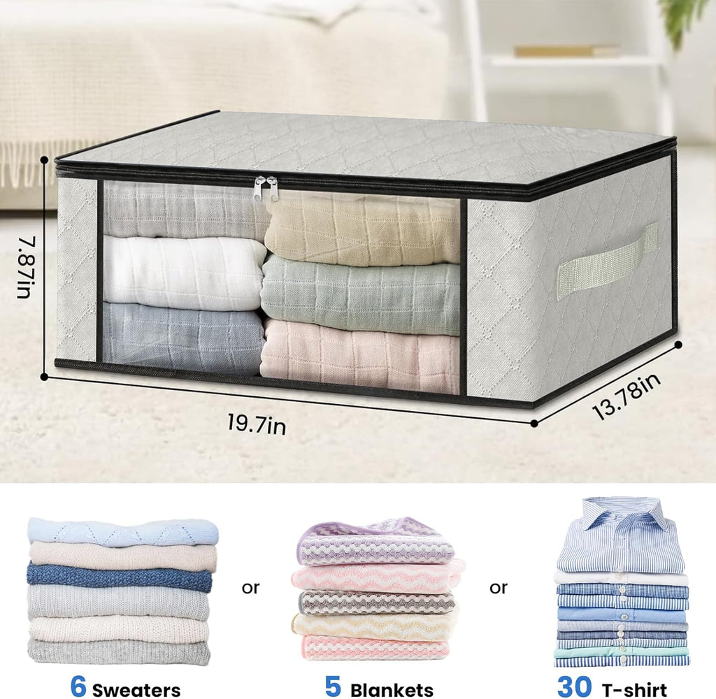 HomeHacks Storage 8-Pack Clothes Organizer Storage Bags Foldable Storage Box with Large Clear