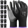 Kebada Safety Work Gloves, 12 Pairs Work Gloves with Grip, PU Coated Grip Gloves for Warehouse
