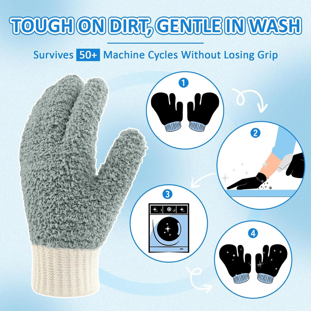 MIG4U Microfiber Dusting Gloves House Reusable Cleaning Glove for Blinds, Windows, Shutters