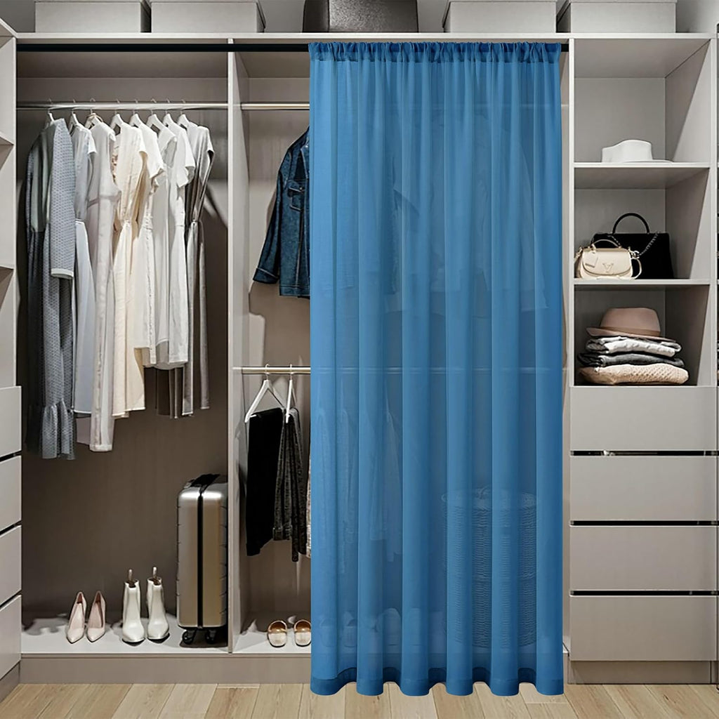 Tollpiz Short Sheer Door Curtains Closet Linen Textured Curtains Sheer Doorway Light Filtering