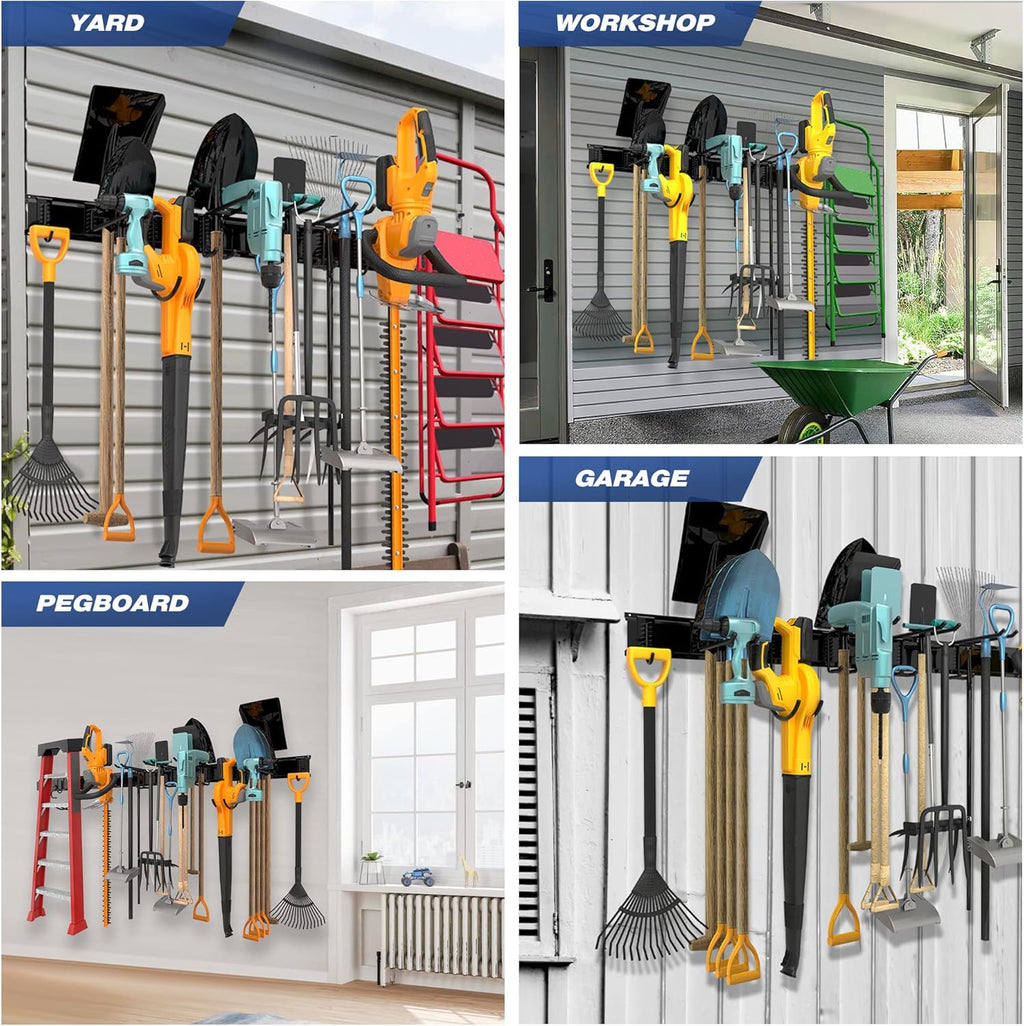 Garage Tool Storage Rack, Heavy Duty Garage Storage Organizer Rack System Wall Mounted Tool with 6