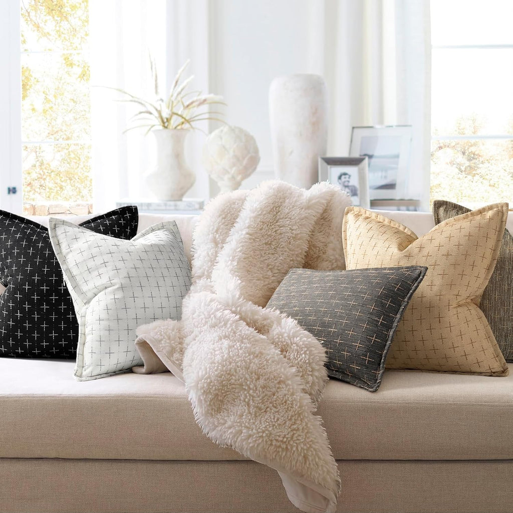 ZWJD Pillow Covers 26x26 Set of 2 Soft Polyester Textured Pillow Covers with Stylish Flange Edge