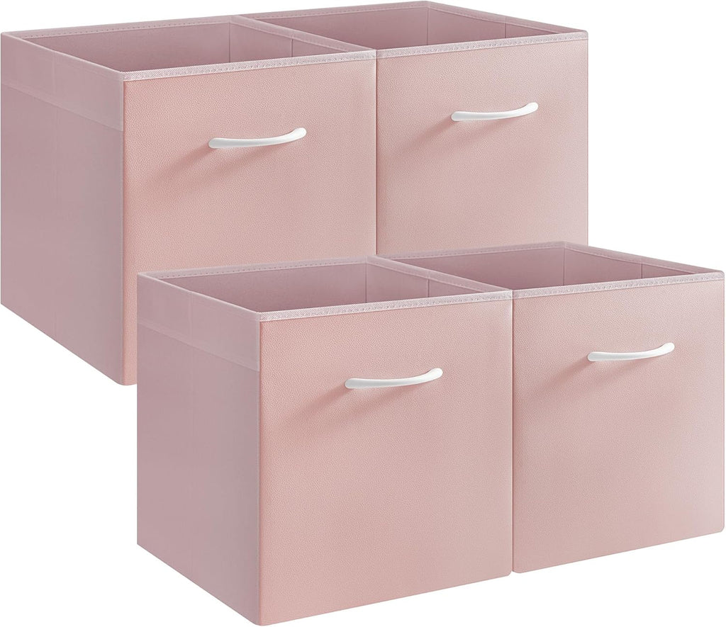 StorageWorks Pink Storage Cubes, 13x13 Storage Cube Bins with Handle, Cube Storage Organizer Bins