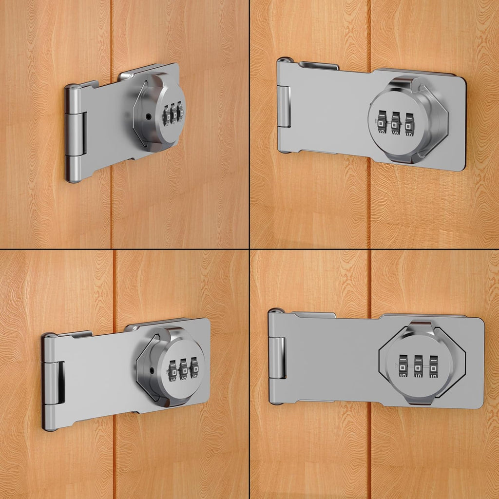 Keyless Combination Lock 3-Digit Combination Lock for Doors & Drawers Twist Knob Hasp Latch Lock