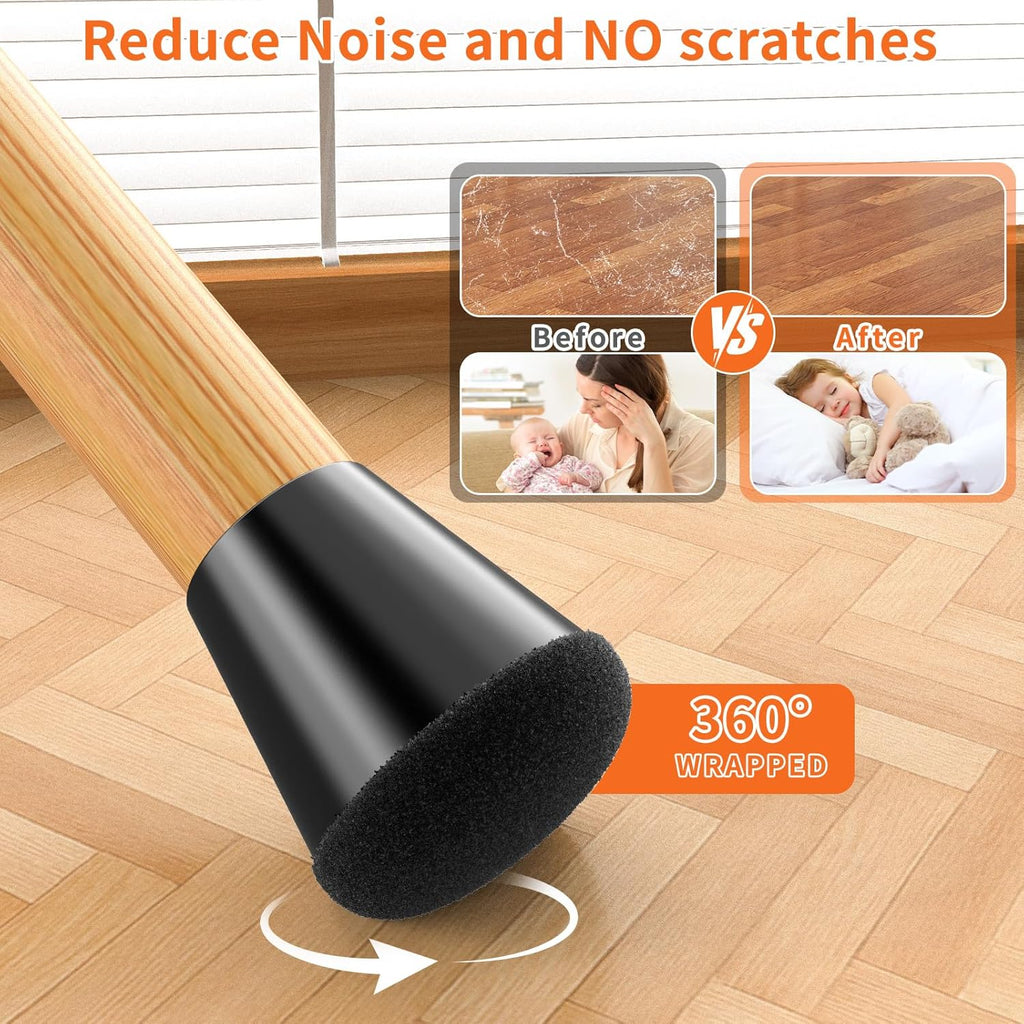 Chair Leg Floor Protectors Large 24Pcs,Silicone Chair Leg Protectors for Hardwood