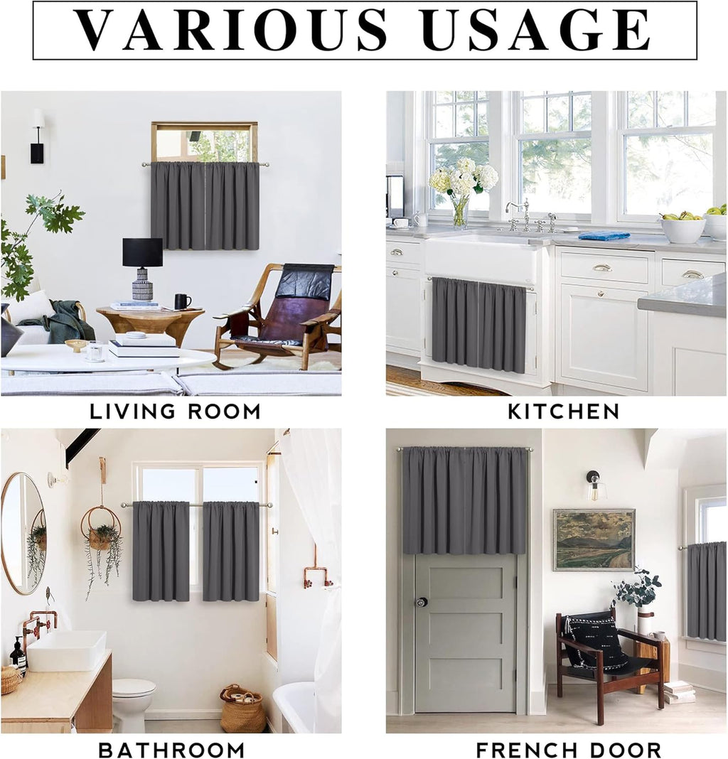 RYB HOME Blackout Curtains for Kitchen, Over Sink Privacy Curtains Window Decor, Thermal Insulating