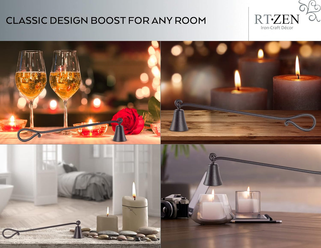 RTZEN Rustic Bell Candle Snuffer - Handcrafted Decorative Rustic Wrought Iron Candle Extinguisher