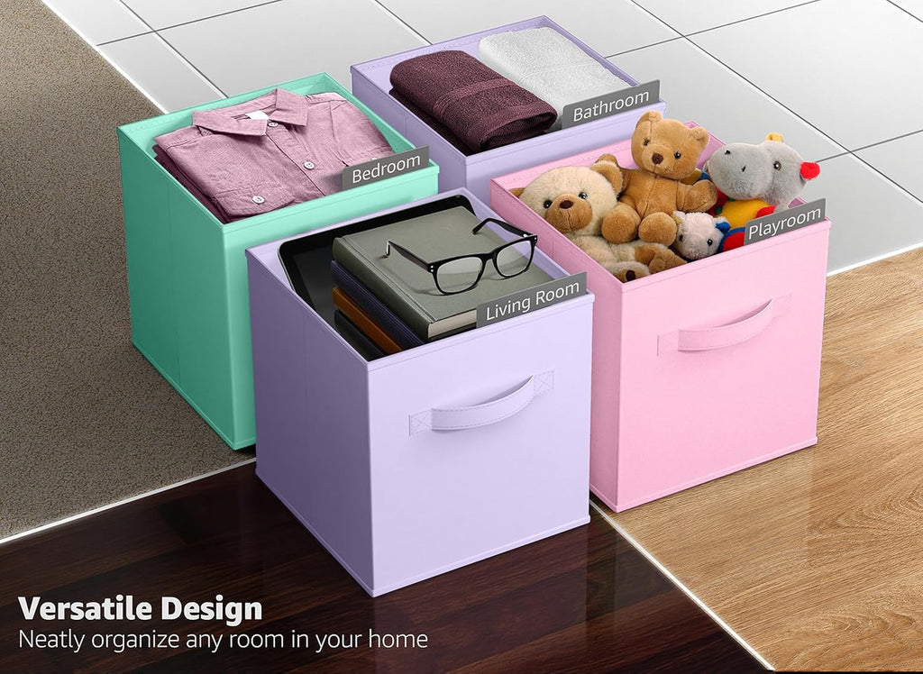 Sorbus Fabric Storage Cubes - 6 Foldable Storage Bins for Organizing Pantry, Cubbies, Toy Box