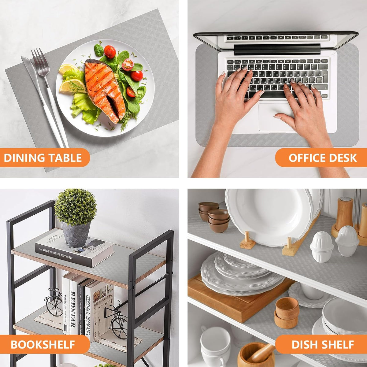 Light Gray Drawer Liners for Kitchen Cabinets Refrigerator Liners Waterproof & Oil-Proof Kitchen