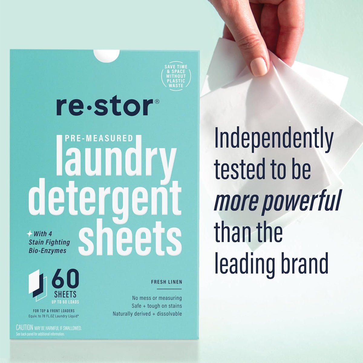 restor Laundry Detergent Sheets Fresh Linen 180 Loads | Eco Friendly Plastic Free Travel Laundry