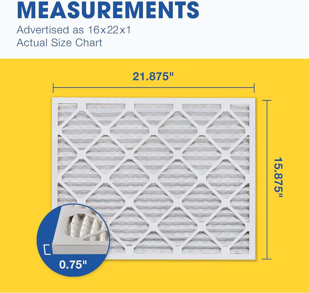 Aerostar 16x22x1 MERV 8 Pleated Air Filter, AC Furnace Air Filter, 6 Pack (Actual Size: 15 7/8" x