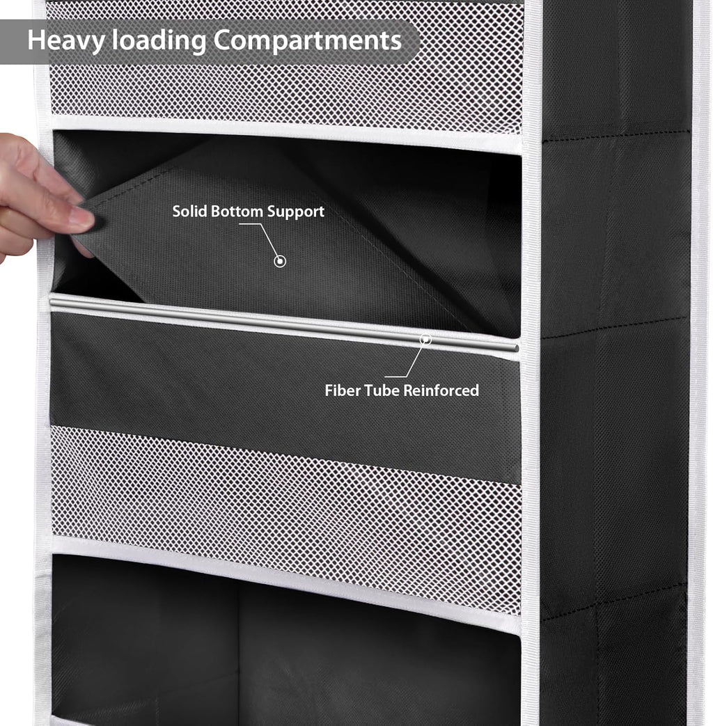 Univivi 6-Shelf Over Door Hanging Organizer Fabric Baby Door Storage with 5 Large Pockets and 3