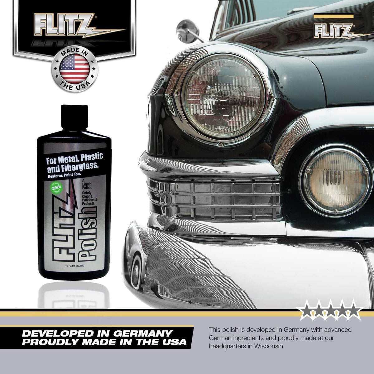 Flitz Multi Purpose Metal Polish Liquid - 3.4oz Bottle of USA-Made Tarnish Remover - For Aluminum