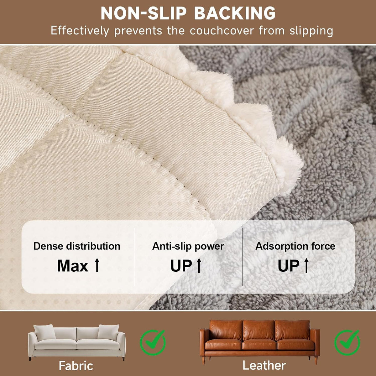 OTOB Plush Couch Cover for Dogs Washable, Non Slip Fuzzy Soft Armrest Backrest Sofa Slipcovers
