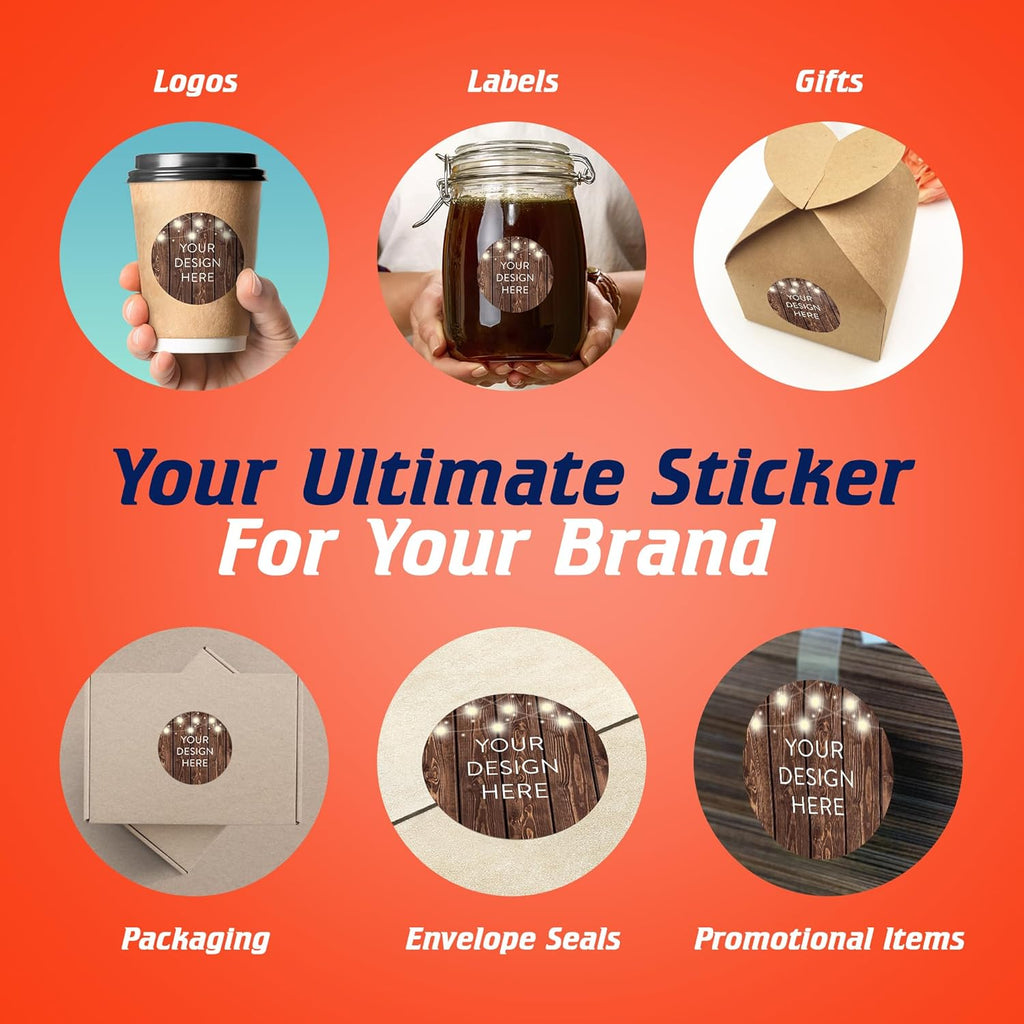5-1000 Custom Vinyl Stickers - Upload Your own Image, Text, Design, Logo - Personalized Logo Labels
