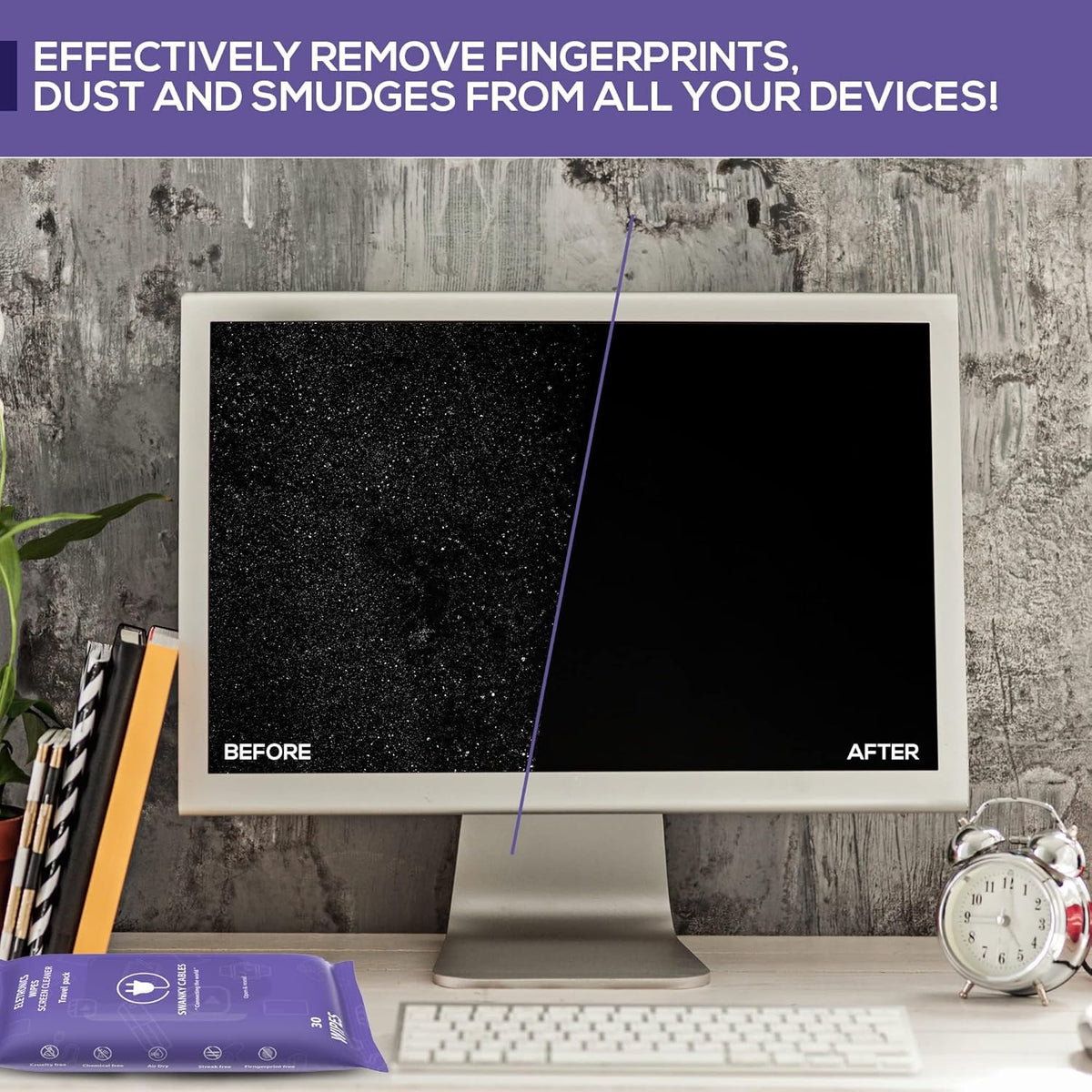 Screen Cleaner Wipes: Electronic Wipes for Screens - Computer Screen Wipes for Lens, Phone, Tv