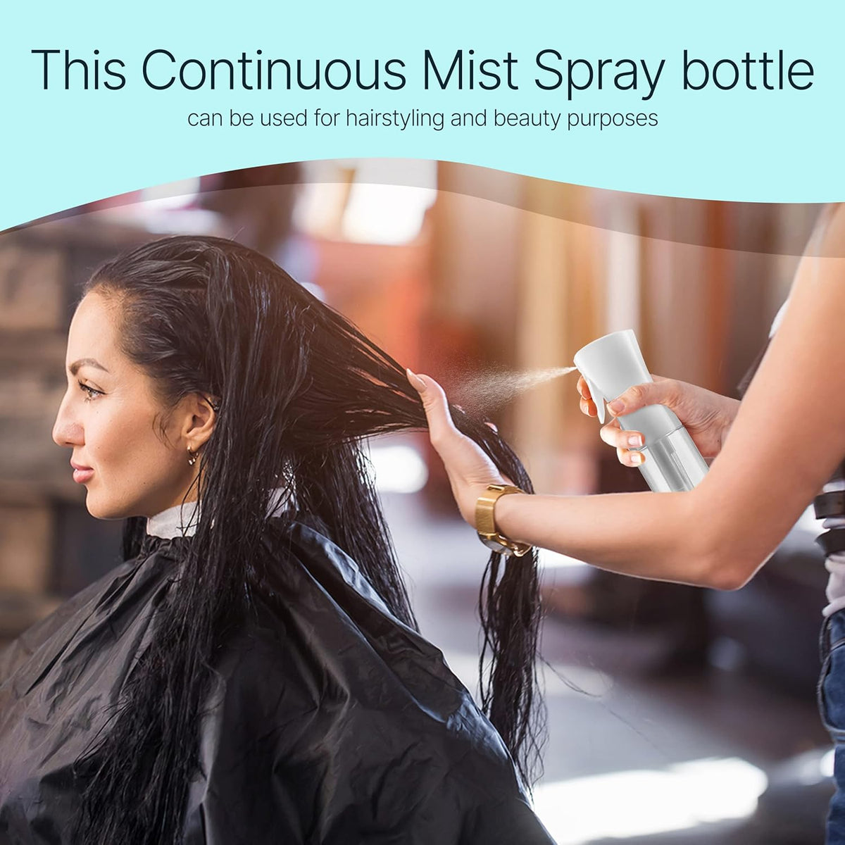 BeautifyBeauties Spray Bottle For Hair – Continuous Mister Spray Bottle for Hairstyling, Cleaning