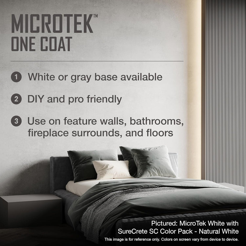 SureCrete MicroTek One Coat | White | 40 lb Bag | Microcement Overlay for Interior & Exterior