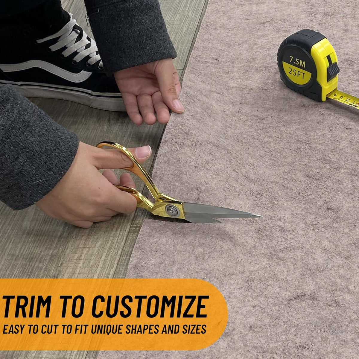 Ottomanson 3' x 4' Non-Slip Rug Pad Gripper 1/4 Inch Thick Dual Surface Felt + Rubber Gripper