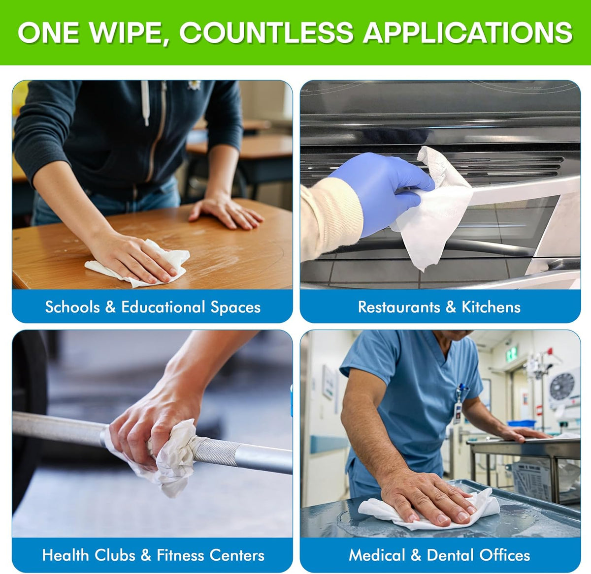 Zoom Evolution Multi-Purpose Antibacterial Wipes, 3,200 Count – 4 Rolls of 800 Wipes Each