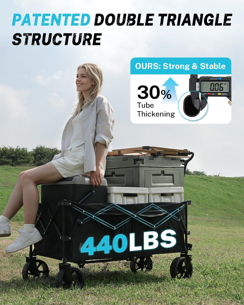 Gonex 48''L Collapsible Foldable Heavy Duty Oversized Wagon with 440lbs Weight Capacity, 300L