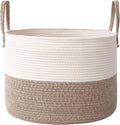 Woven Blanket Basket,115L Large Rope Storage Bin with Handles, Organizer for Blankets Toys Book and