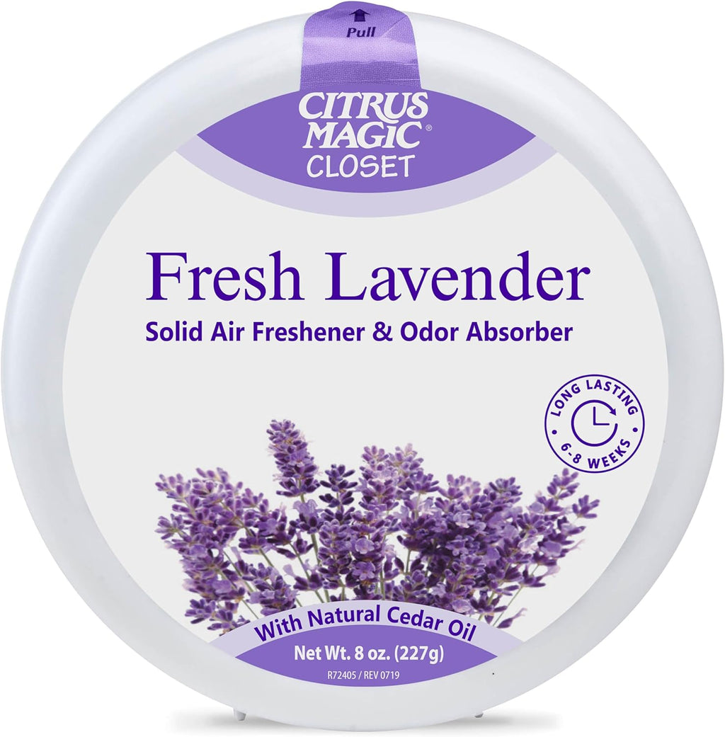 Citrus Magic For Closets Odor Absorbing Solid Air Freshener, Fresh Lavender, 8-Ounce, Pack of 3
