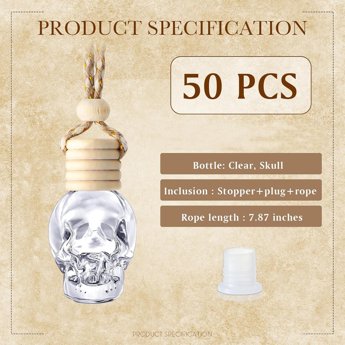 BBTO 50 Pcs Hanging Car Air Freshener Car Diffuser Bottles Empty Glass Perfume Bottle Freshener