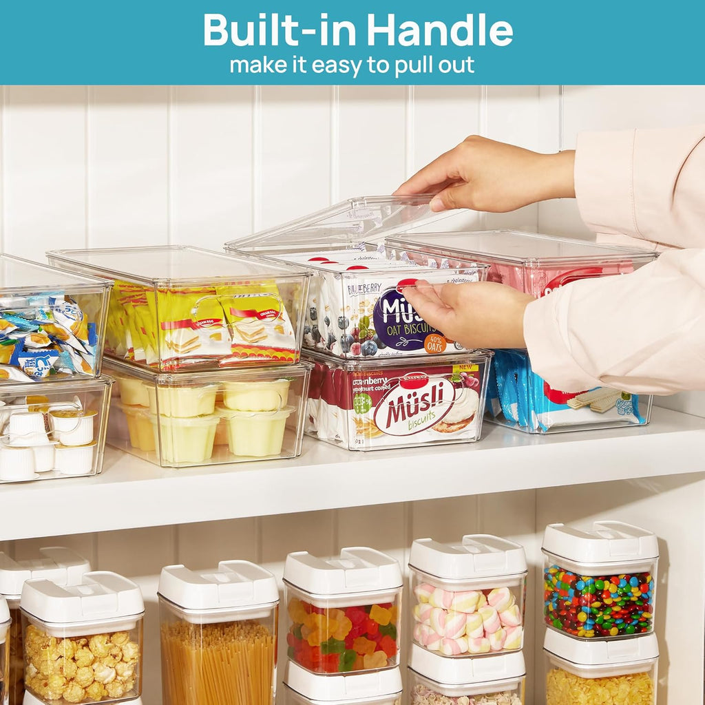 Vtopmart 12pcs Clear Organizers and Storage Bins with Lids, Stackable Plastic Storage Containers